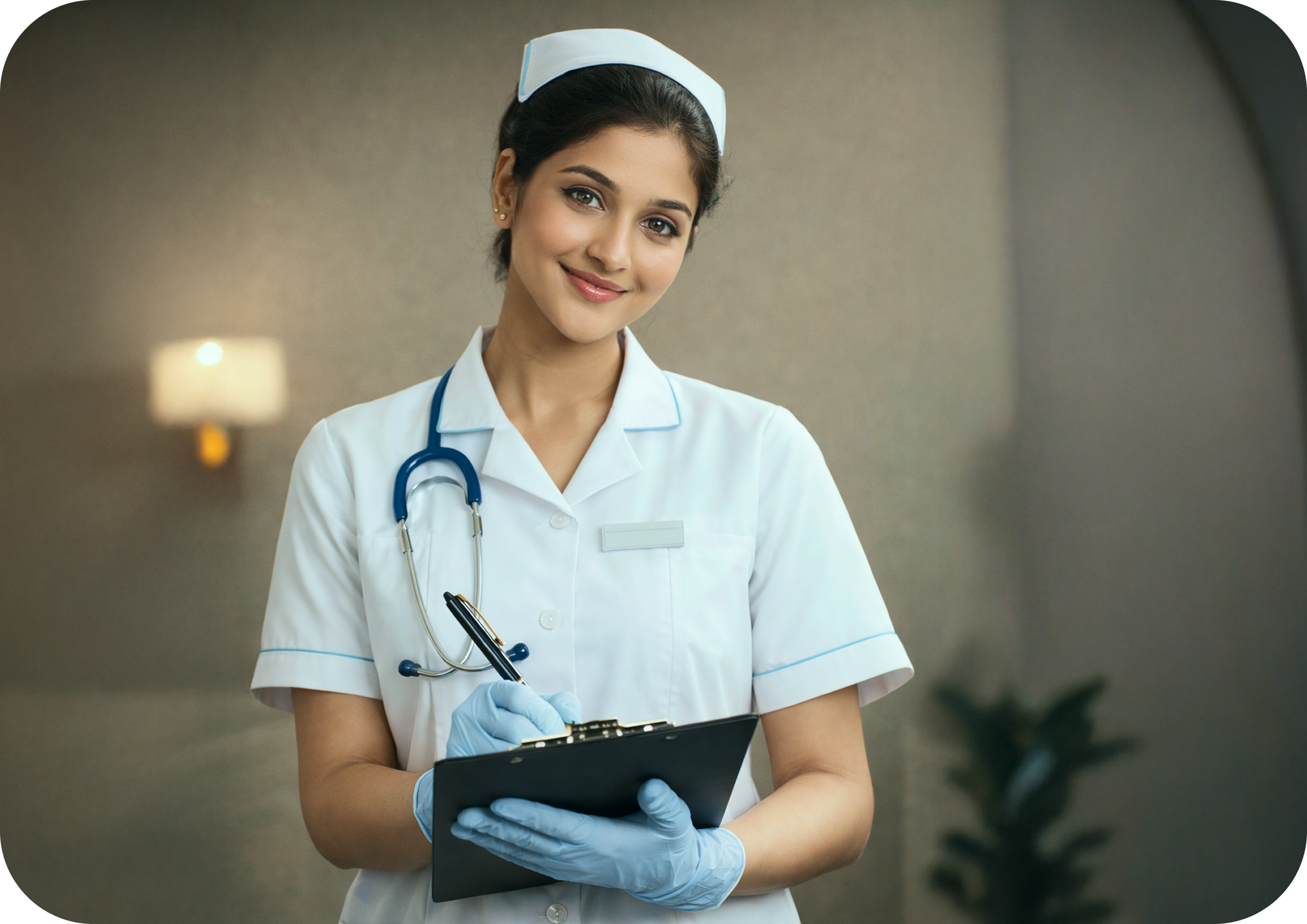 Smiling nurse in uniform